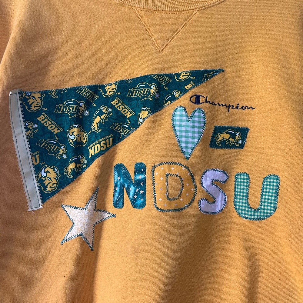 Champion Gold North Dakota State University Sweatshirt with Appliqué